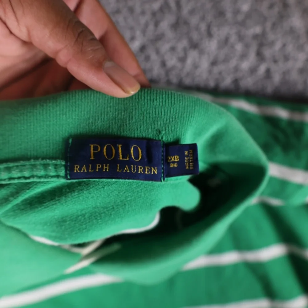 Polo Ralph Lauren Men's 2XB Big Green White Striped Polo Shirt Red Pony